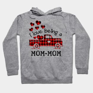 I Love Being Mom-Mom Red Plaid Buffalo Truck Hearts Valentine's Day Shirt Hoodie